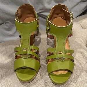 Women’s Green T-Strap Sandals